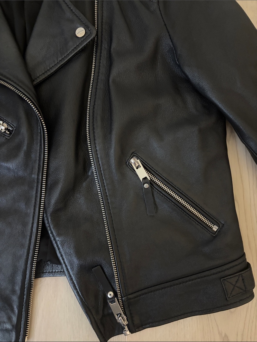 Zara 100% Sheep Leather Moto Jacket - Picture 4 of 12